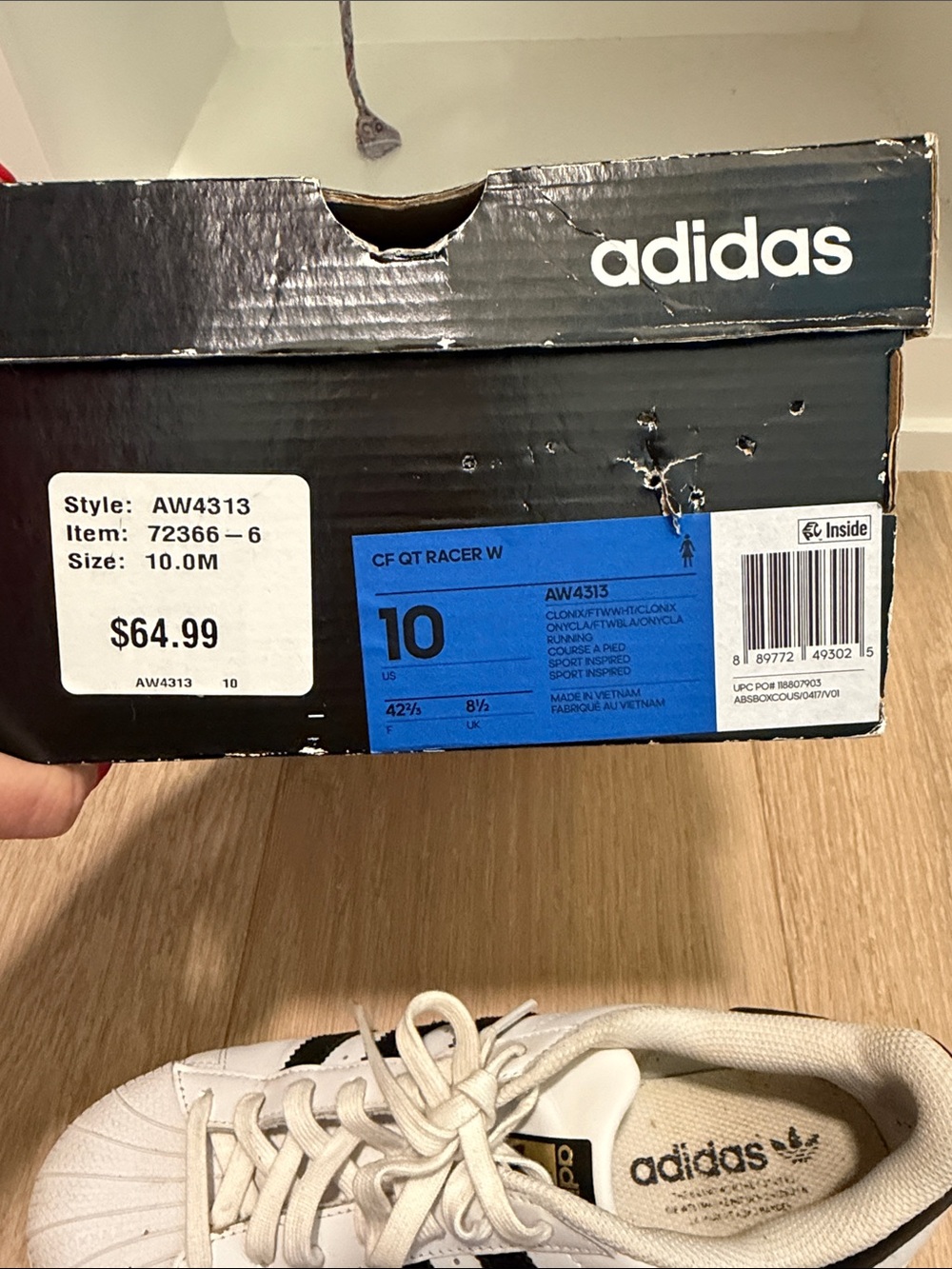 adidas Men's White Sneakers with Black Stripes